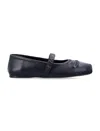 Marni Black Ballerinas With Embossed Bow Detail On The Front In Leather Woman