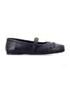 Marni Black Ballerinas With Embossed Bow Detail On The Front In Leather Woman In Black
