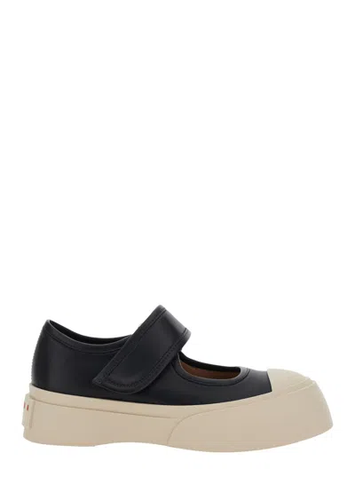 MARNI MARNI WOMEN 'MARY JANE' BLACK SNEAKER WITH HOOK AND LOOP CLOSURE AND LOGO ON THE BACK IN LEATHER WOM