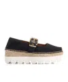 Marni Mary Jane Canvas Espadrilles In Black