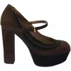 Marni Mary Jane Heels In Brown Suede In Brown