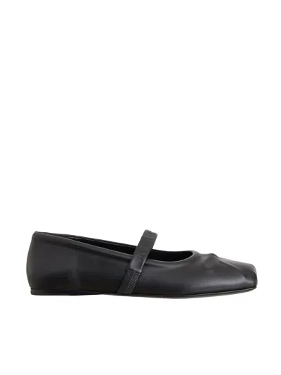 Marni Mary Jane Leather Ballerina In Black
