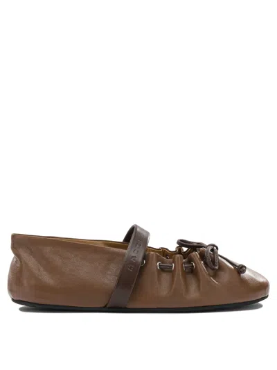 Marni Mary Jane Leather Ballet Flats In Brown