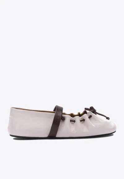 Marni Mary Jane Leather Ballet Flats In Pink