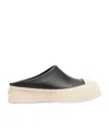 Marni Pablo Leather And Shearling Clog In Nude