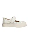 Marni 'mary Jane' White Sandals With Touch-strap Closure And Logo Patch On The Rear In White