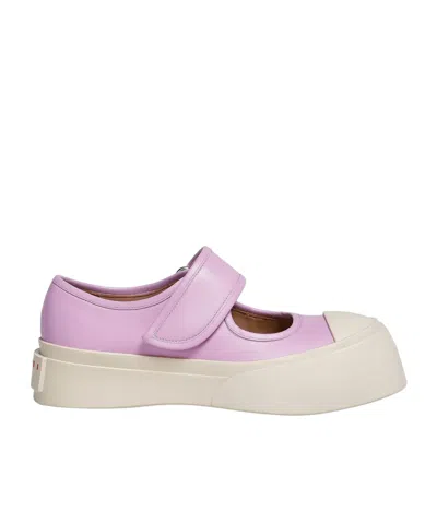 Marni Pablo Leather Mary Jane Sneakers In Violett