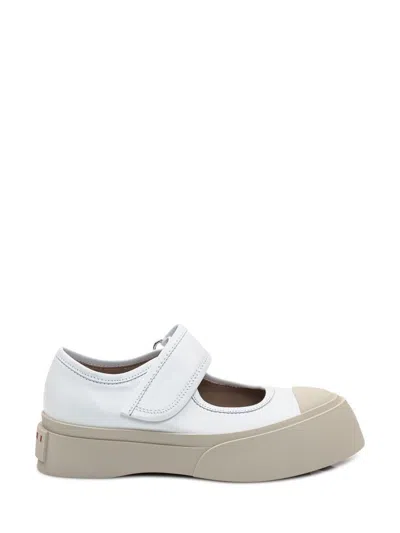 Marni White Mary Jane Ballerina Flats In 00w01 Lily White