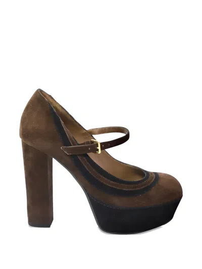 Pre-owned Marni Mary Jane Platform Heel Pumps In Brown