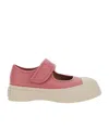 Marni Mary Jane Pink Sandals With Touch-strap Closure And Logo Patch On The Rear In Leather Woman