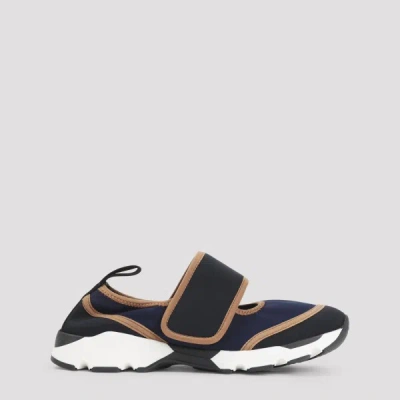 Marni Dark Blue And Black Mary Jane Running Polyamide Sneakers In Multi