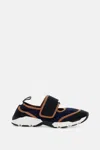 Marni Sneaker Mary Jane In Lycra Blu Scuro E Nera In Blue