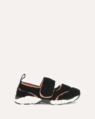 Marni Mary Jane Shearling Sneakers In Black
