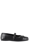 Marni Black Ballerinas With Embossed Bow Detail On The Front In Leather Woman