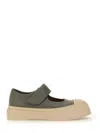 Marni Gray Calfskin Low-top Sneakers With Hook-and-loop Closure In Grey