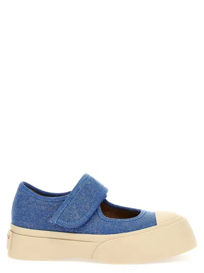 Marni Denim Touch-strap Loafers In Multi