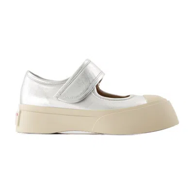 Marni Mary Jane Sneakers In Silver