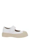 Marni 'mary Jane' White Sandals With Touch-strap Closure And Logo Patch On The Rear