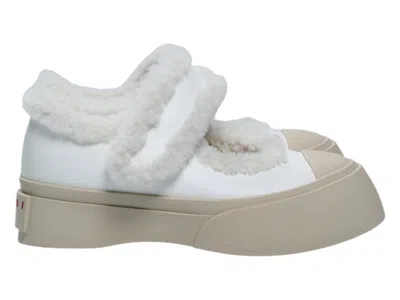 Pre-owned Marni Maryjane (women's) Sneakers In Ivory/lily/white