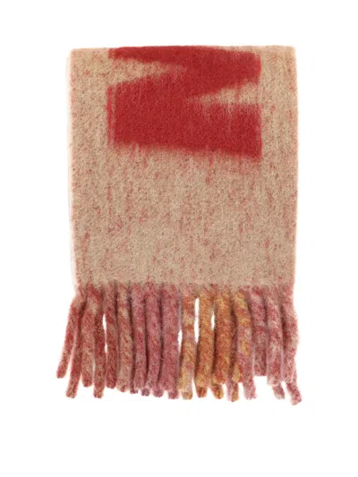 Marni Maxi Logo Fringed Scarf In Brown For Women