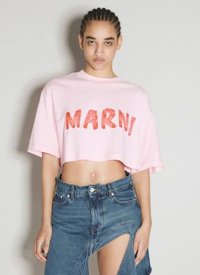 Marni Maxi Logo Print T-shirt In Pink