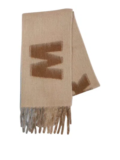 Marni Maxi Logo Scarf In Brown