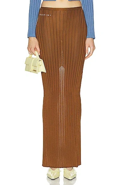 Marni Ribbed-knit Maxi Skirt In Cigar