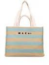 Marni Striped Dual Handle Tote Bag In Neutrals