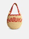 Marni Medium 'hobo Nassa' Bag In Red Natural Raffia