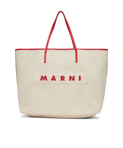 Marni Medium Janus Double-sided Handbag In Nude