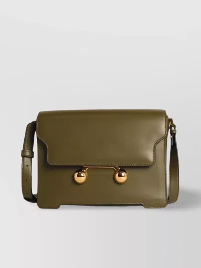 Marni Medium Leather Shoulder Bag With Adjustable Strap In Silver