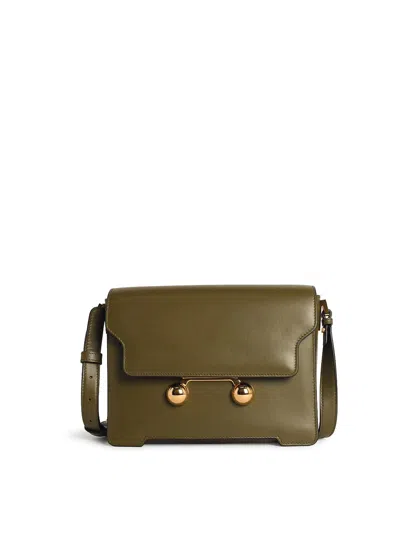 Marni Medium  Shoulder Bag In Green Leather