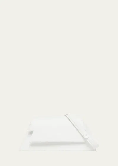 Marni Medium Structured Flap Calfskin Shoulder Bag In White
