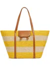 Marni Trunkaroo Small Leather-trimmed Striped Raffia Tote In Yellow