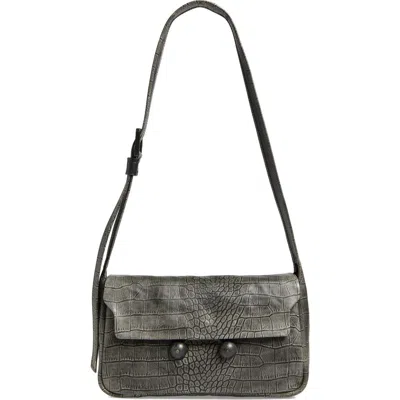 Marni Medium Trunkaroo Croc Embossed Leather Shoulder Bag In Black