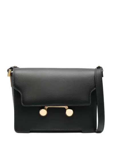 Marni Sleek Rectangular Black Crossbody Bag With Gold-tone Metal Closure