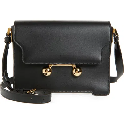 Marni Black Leather Trunkaroo Medium Shoulder Bag In 00n99 Black