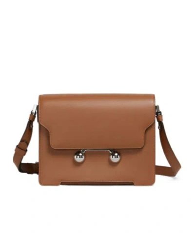 Marni Trunkaroo Foldover Top Medium Shoulder Bag In Brown
