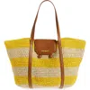 Marni Trunkaroo Small Leather-trimmed Striped Raffia Tote