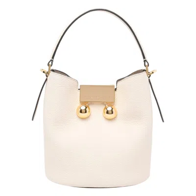 MARNI MARNI MEDIUM TRUNKAROO WHITE LEATHER SHOULDER BAG