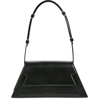 Marni Medium Leather Shoulder Bag In Black