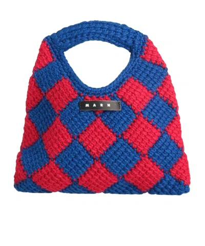 Marni Medium Two-tone Handbag In Blue