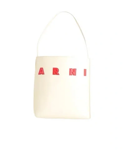 Marni Mediumsize Leather Tote Bag In Neutral