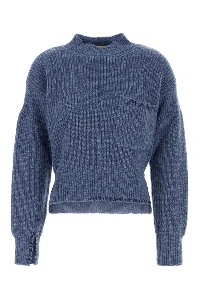 MARNI MARNI MELANGE BLUE WOOL SWEATER