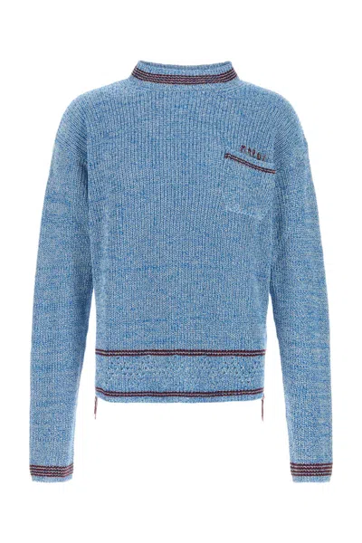 Marni Melange Light Blue Cotton Sweater