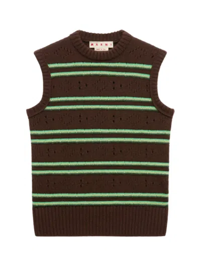 Marni Men's 100% Cashmere Knit Sweater In Brown