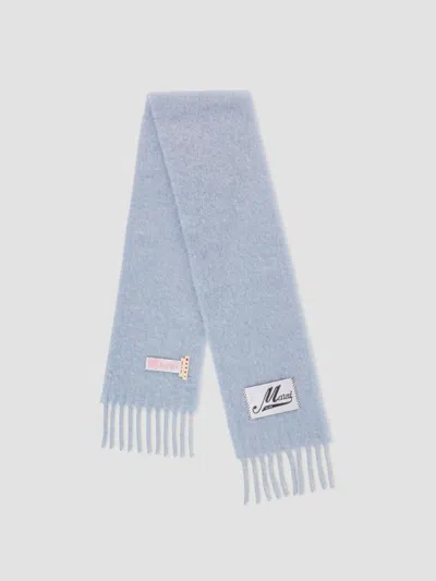 Marni Men's Alpaca Fringe-trimmed Scarf In Iris Blue
