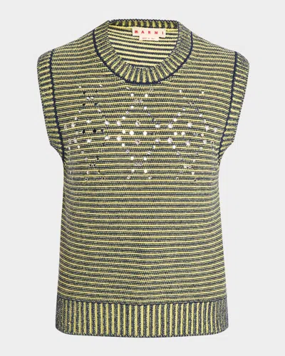 Marni Men & Apos;s Eyelet-trim Sweater Vest In Green