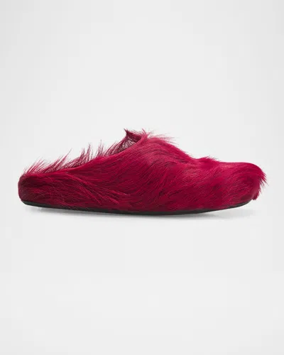 Marni Men & Apos;s Fussbett Calf Hair Sabot Mules In Black