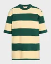 Marni Green And Yellow Maxi-stripe Cotton T-shirt In Multi